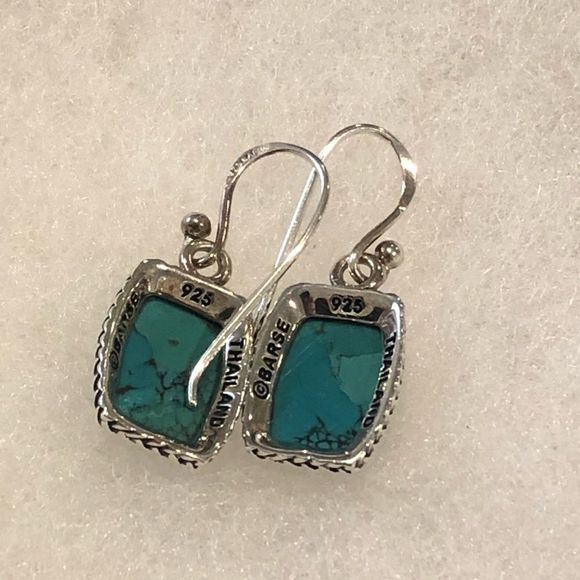 BARSE Turquoise Sterling Silver Rope Braid Framed Drop Earrings NWT - Picture 5 of 8